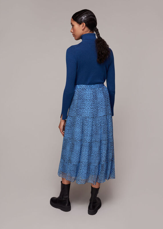 Blue Gradient Animal Print Skirt