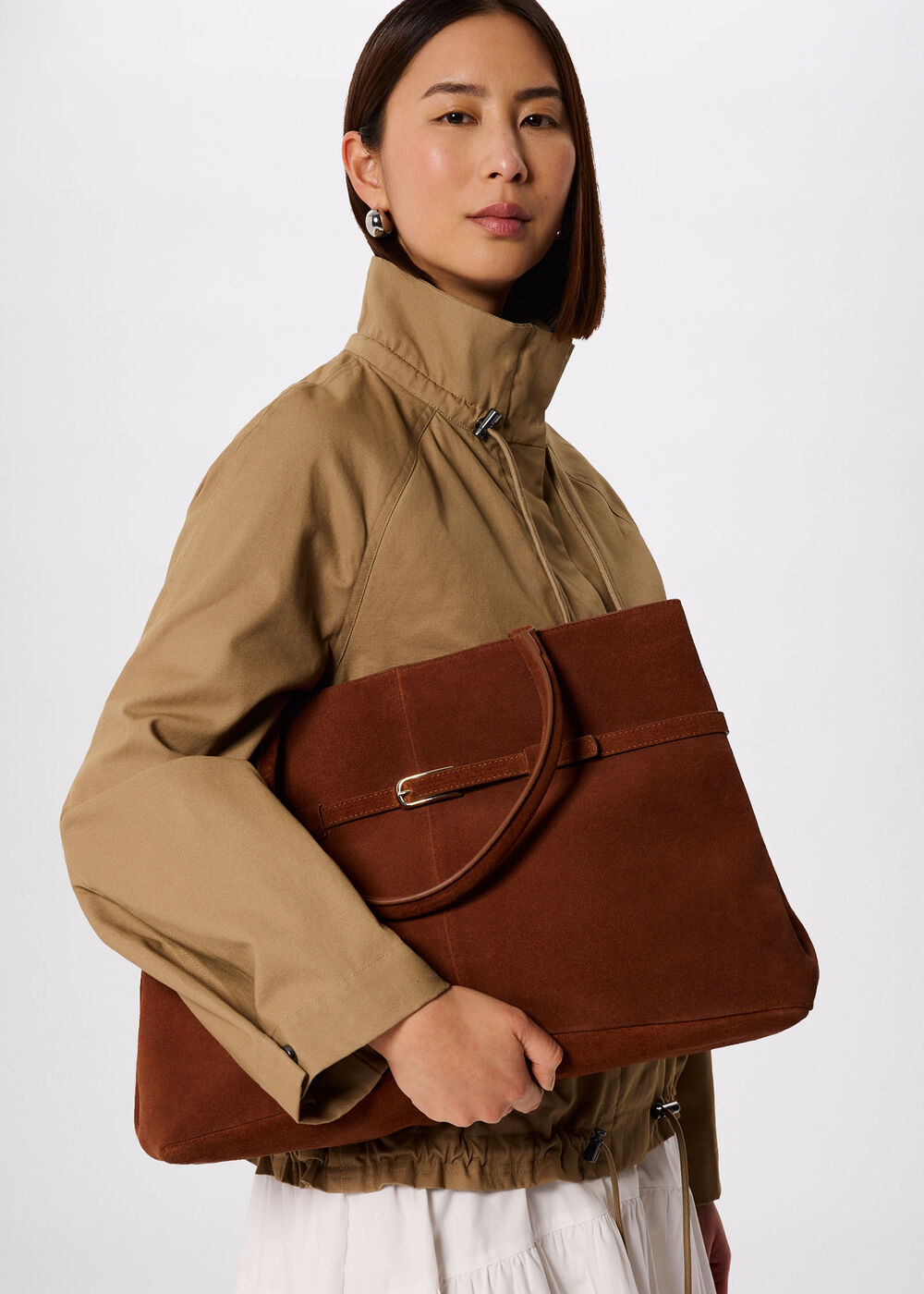 Noelle Suede Buckle Tote Bag