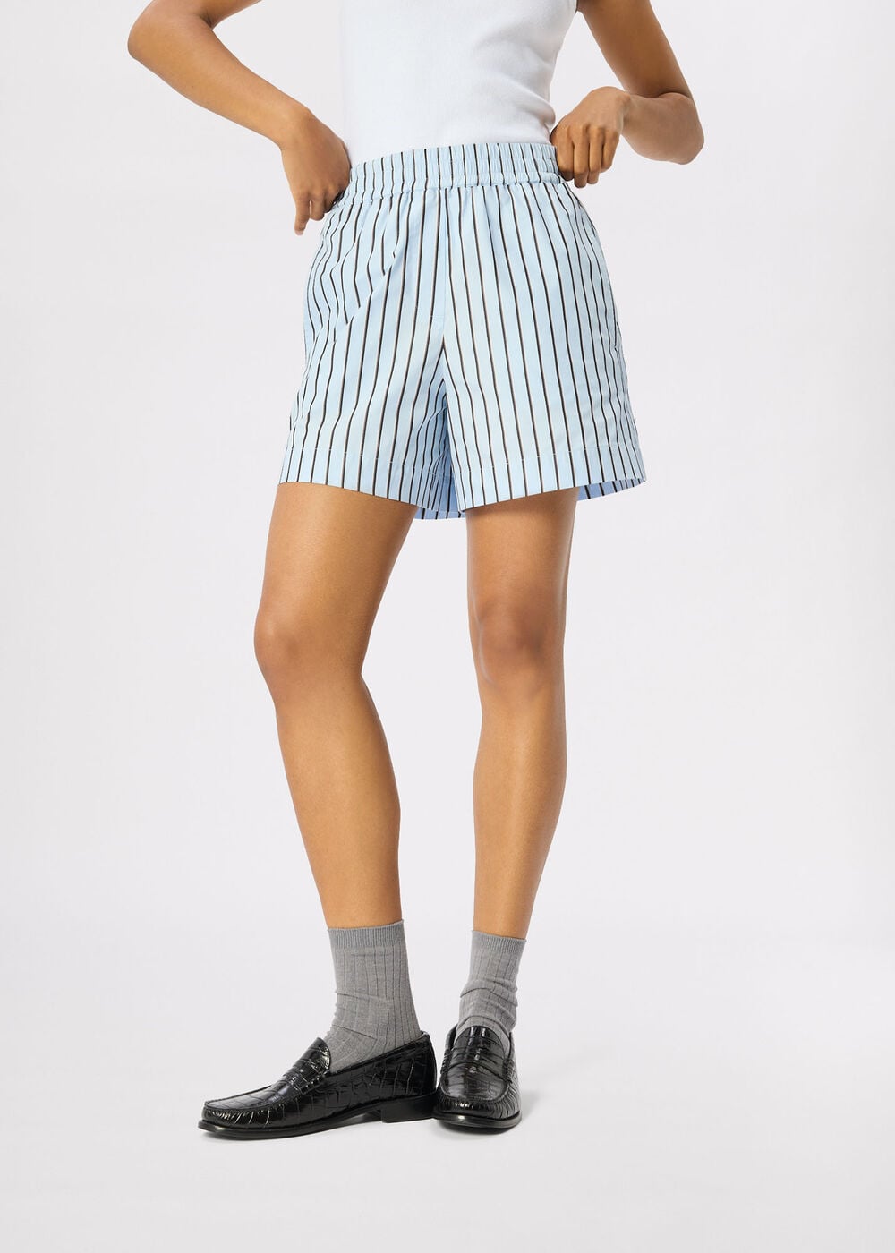 Cotton Poplin Stripe Short