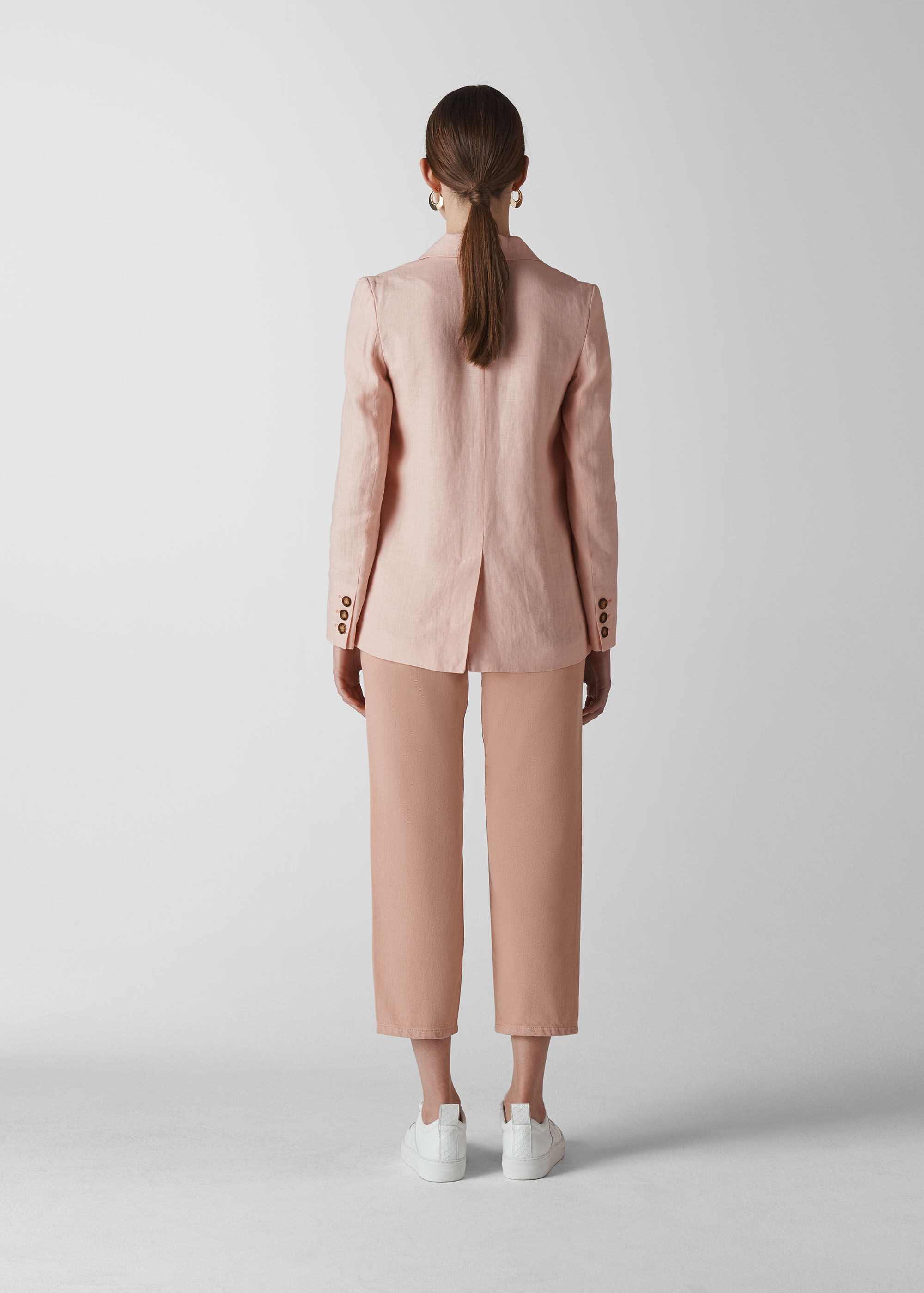 pink linen jacket