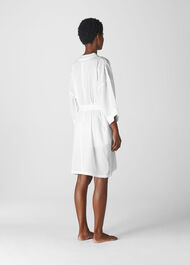 Stripe Dobby Dressing Gown White