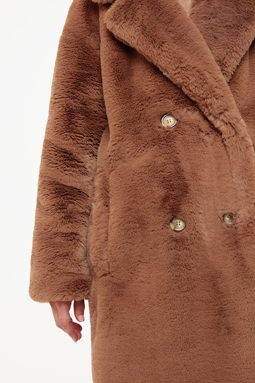 Brown Petite Teddy Faux Fur Coat