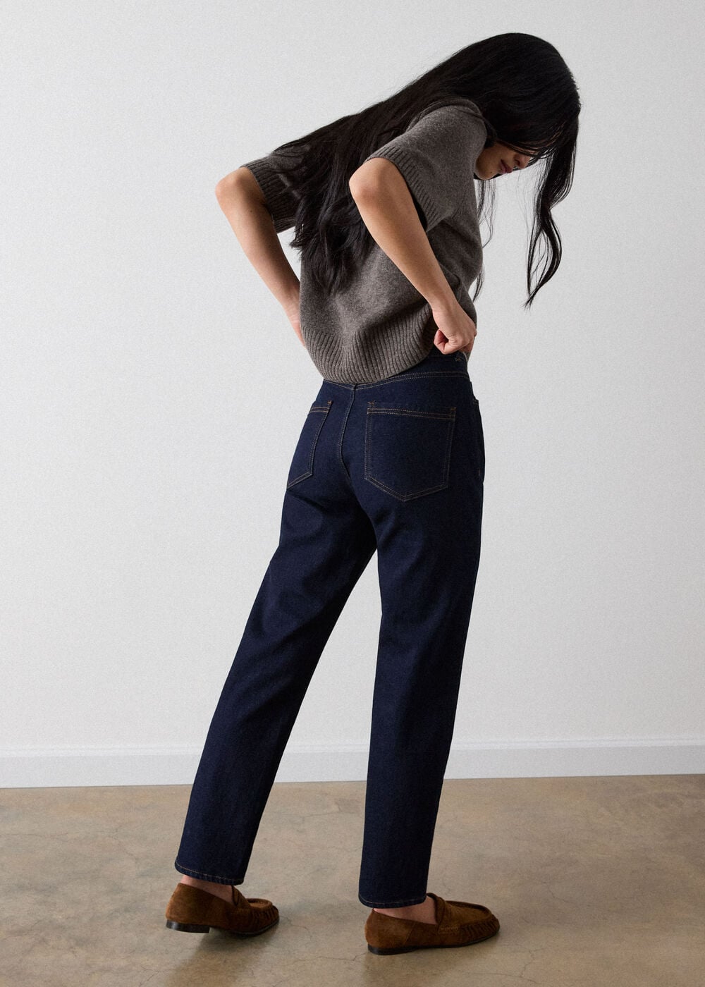 Dark Denim Stretch Stovepipe Leg Jean