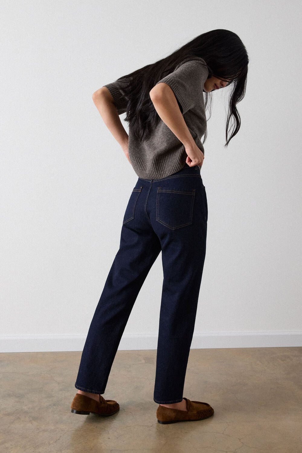 Dark Denim Stretch Stovepipe Leg Jean
