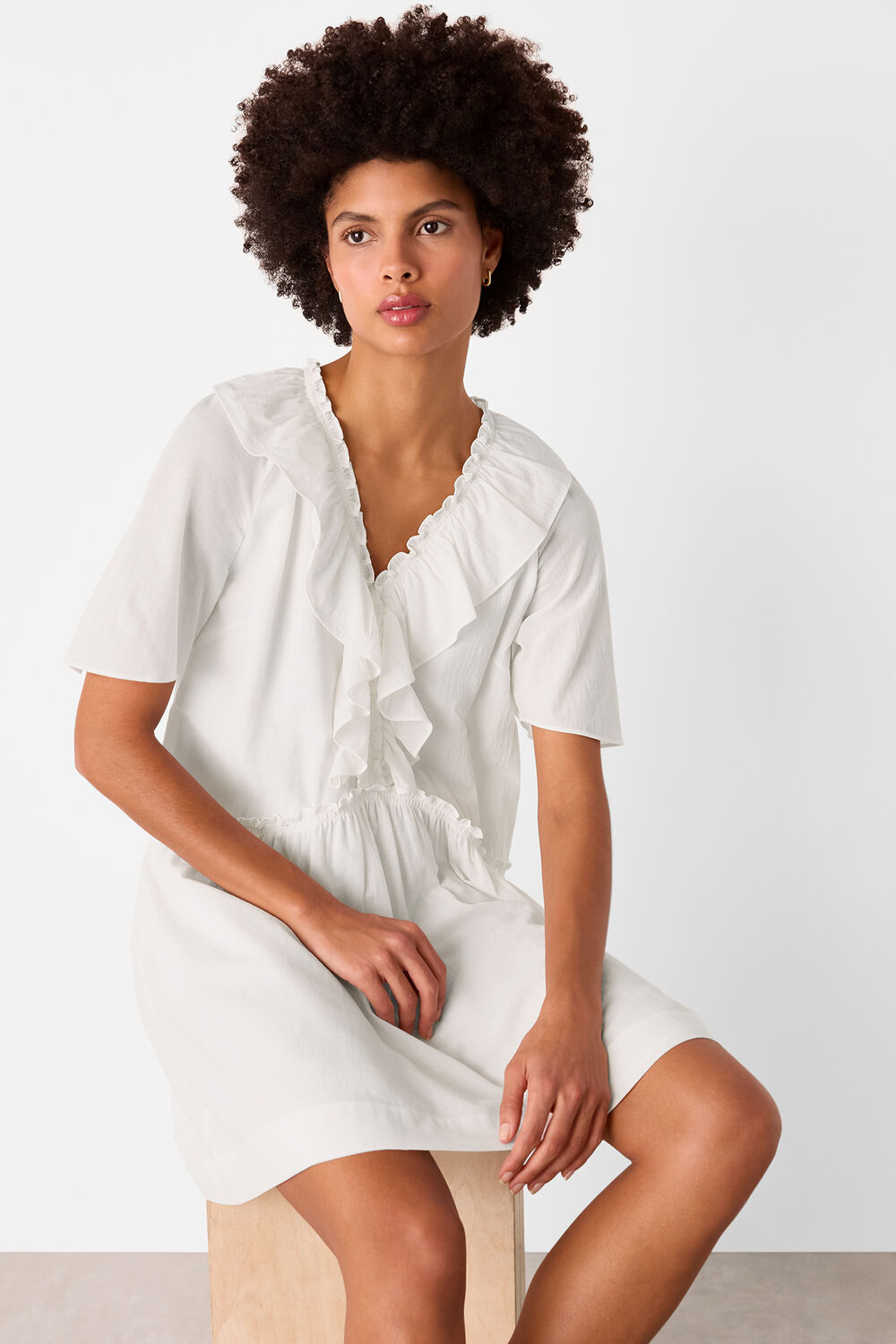 Ruffle Trapeze Mini Dress