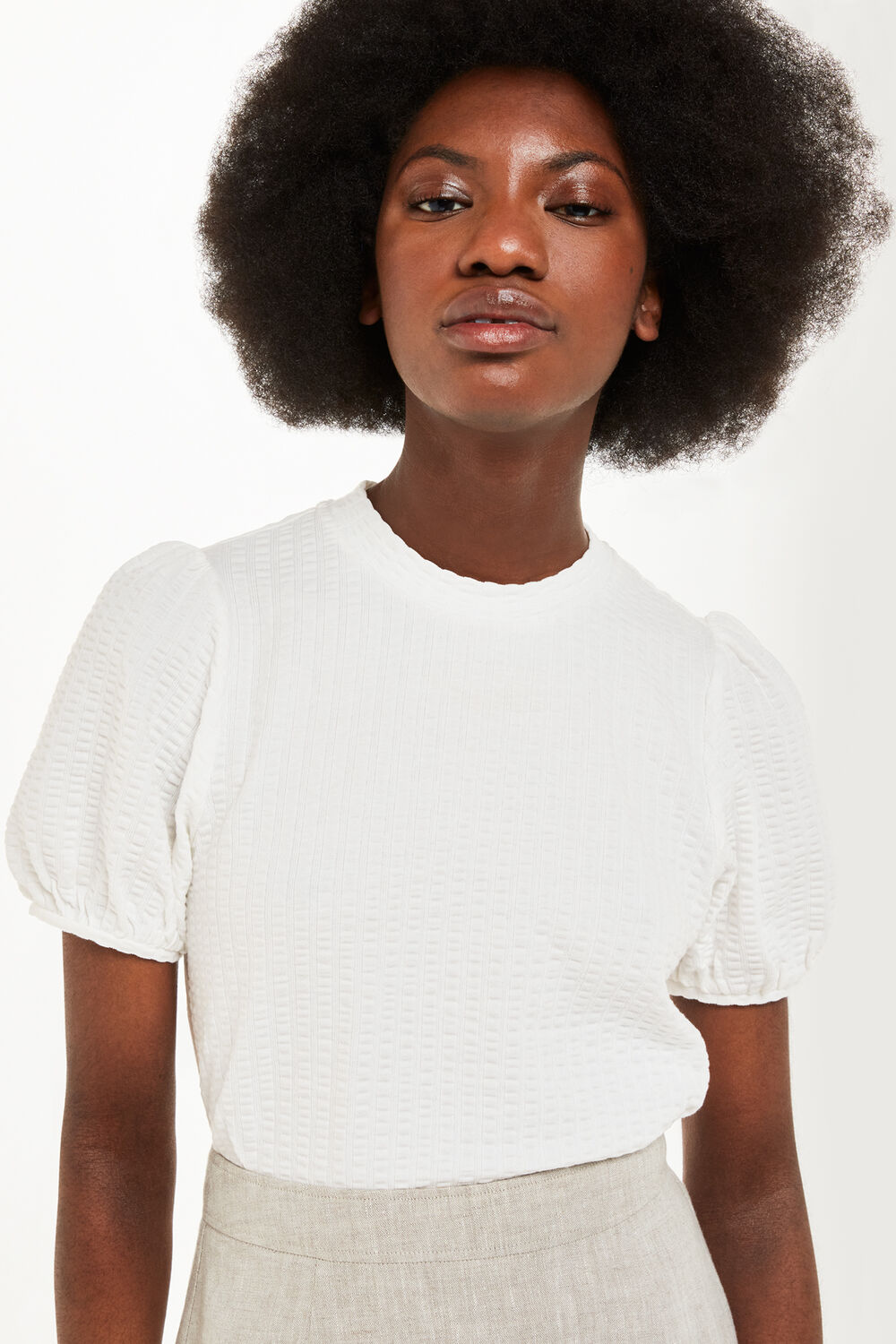 Texture Puff Sleeve Top