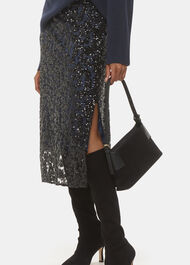 Petite Floral Sequin Midi Skirt