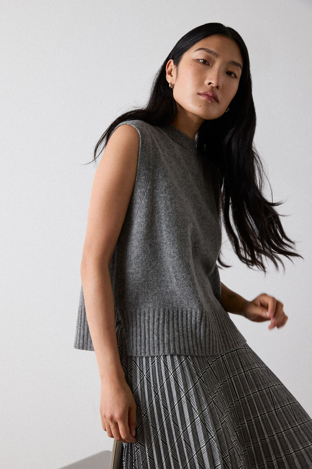Grey Wool Sleeveless Tank