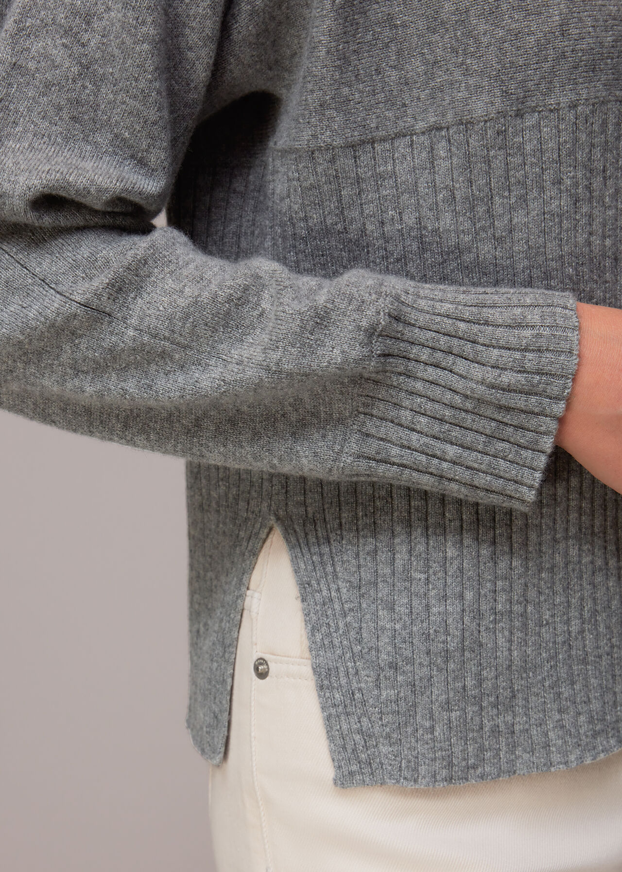Ribbed Panel Cashmere Sweater