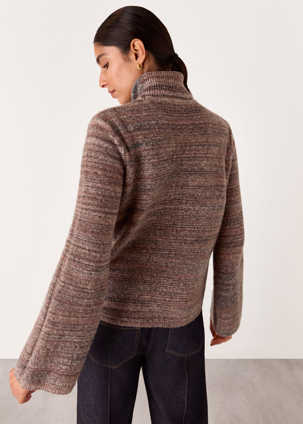 Textured Funnel Neck Knit