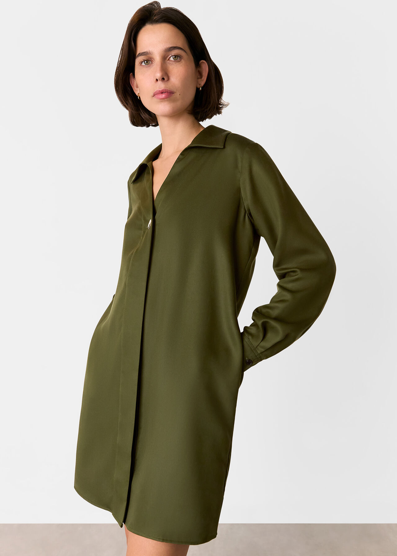 Collared Button Short Dress
