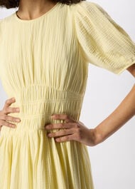 Shirred Cheesecloth Midi Dress