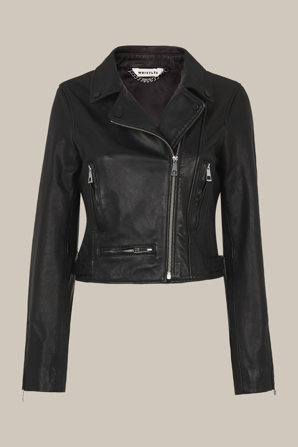 India Cropped Biker Jacket Black
