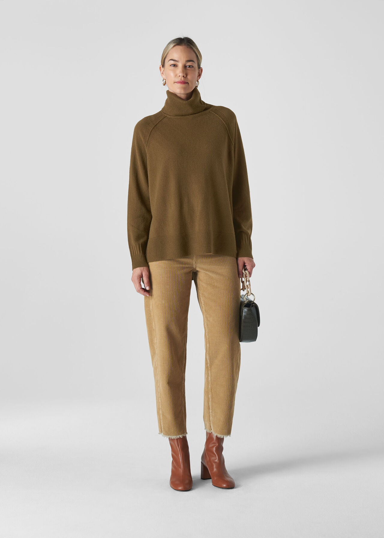 Cashmere Roll Neck Sweater Olive