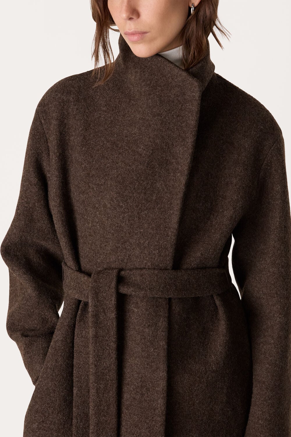 Taupe Morgan Funnel Neck Coat