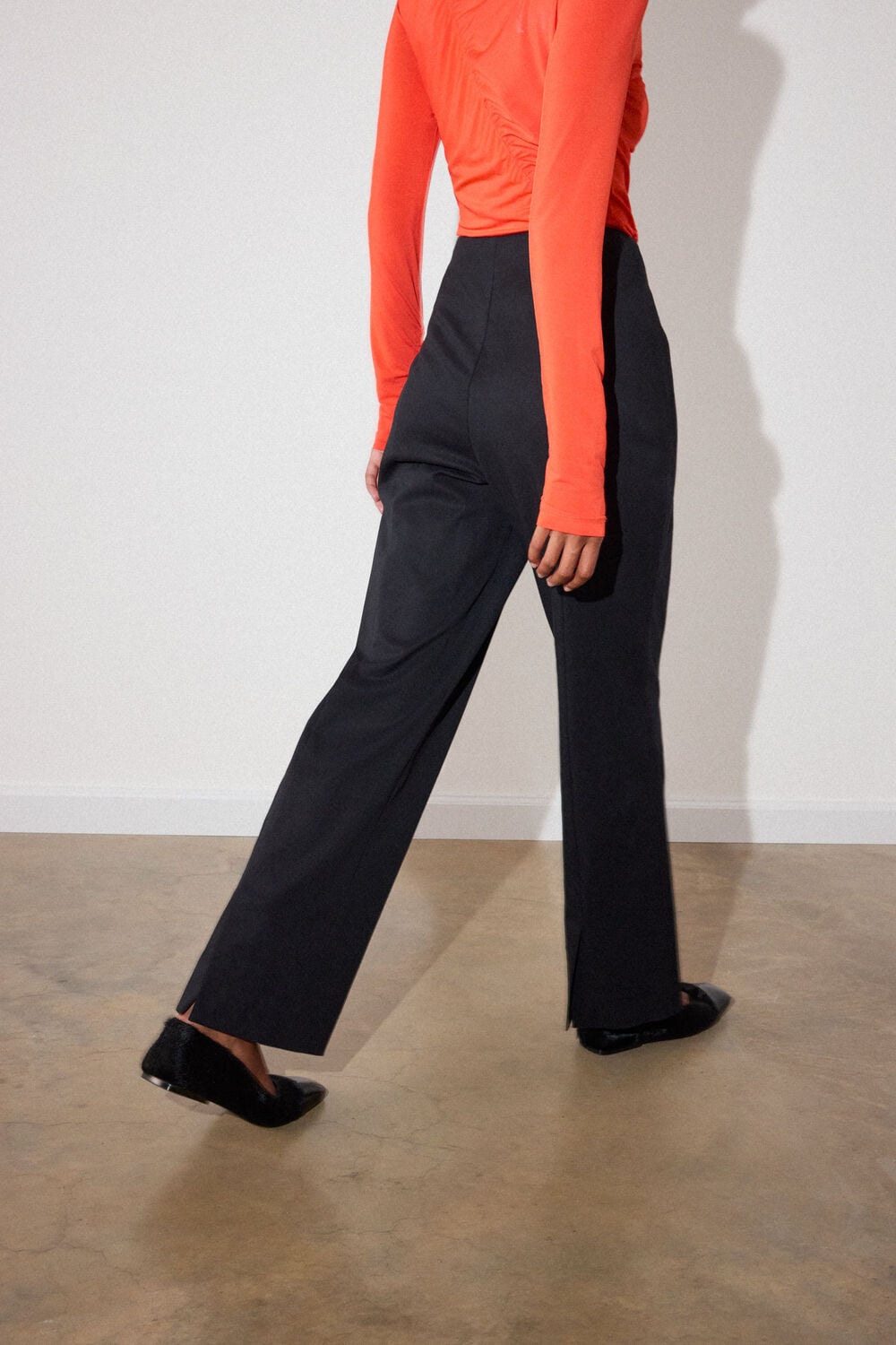 Black High Rise Kick Flare Trouser