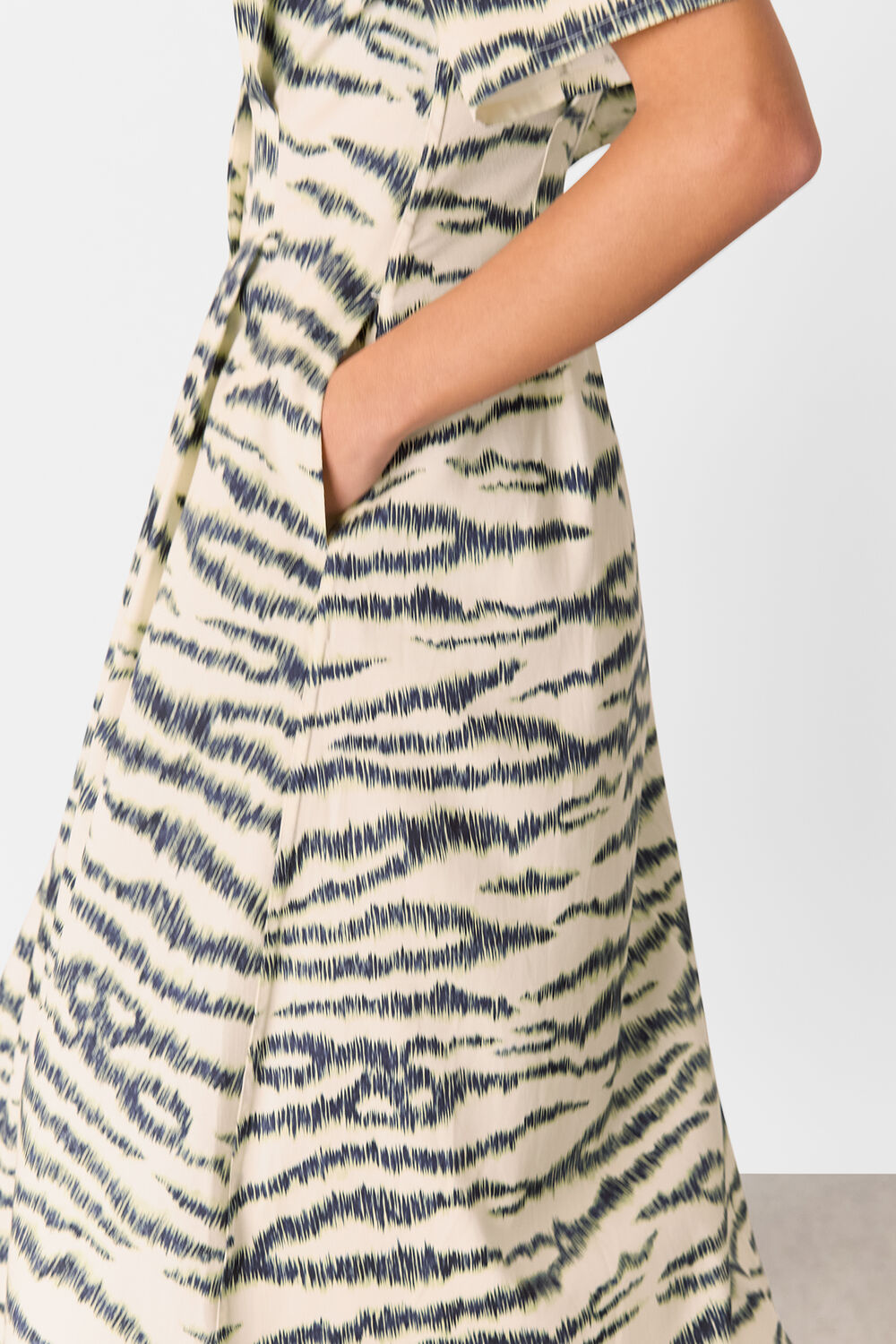 Ivory Feathered Tiger Midi Dress