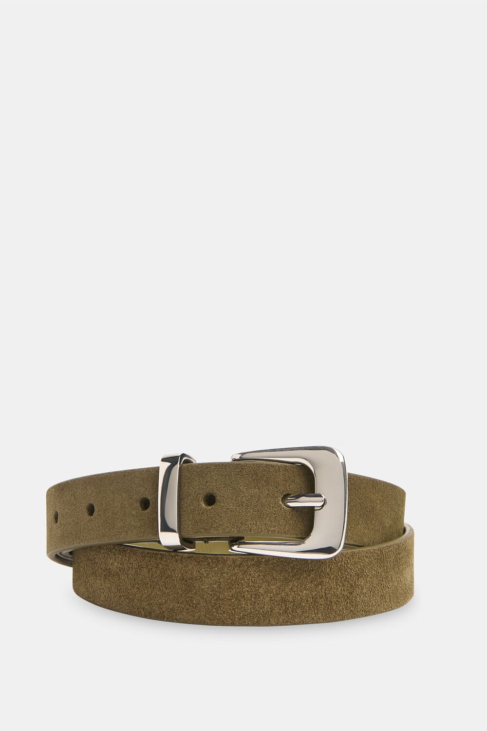 Olive Suede Metal Keeper Belt