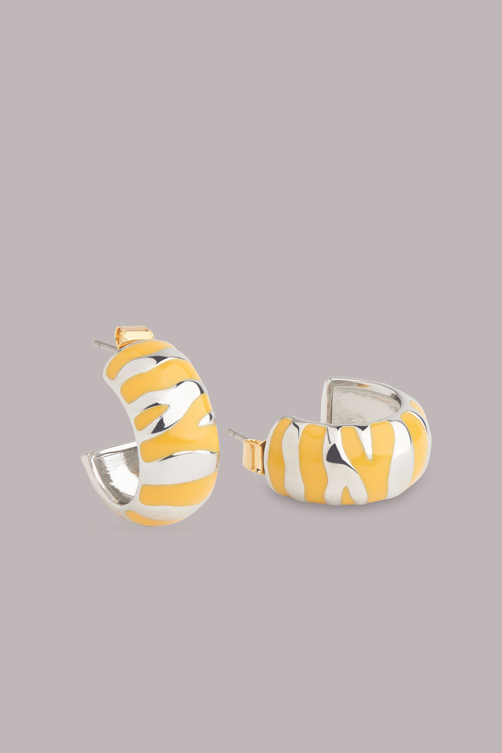 Orange Enamel Tiger Stripe Hoop