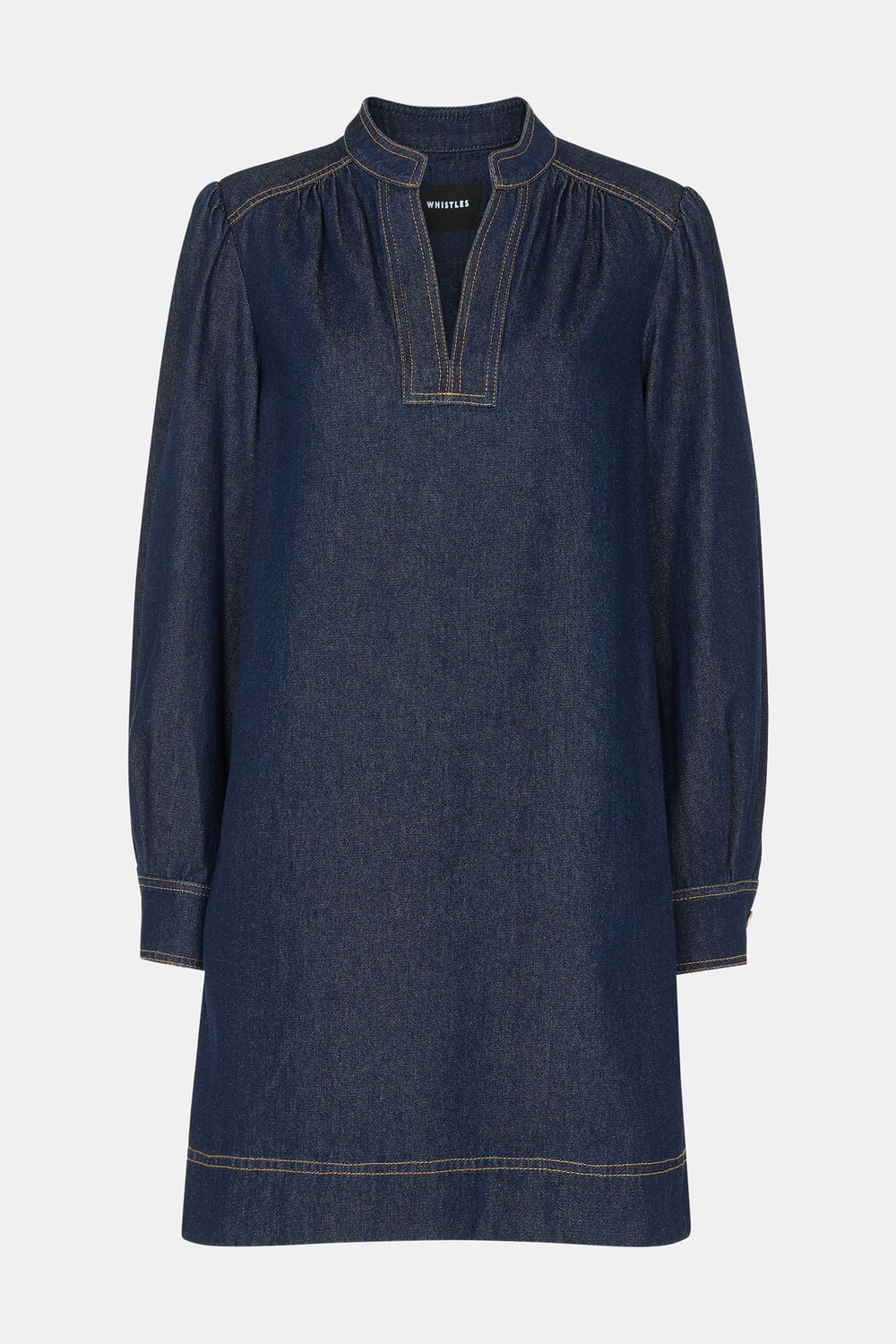 Dark Denim Long Sleeve Shift Mini Dress