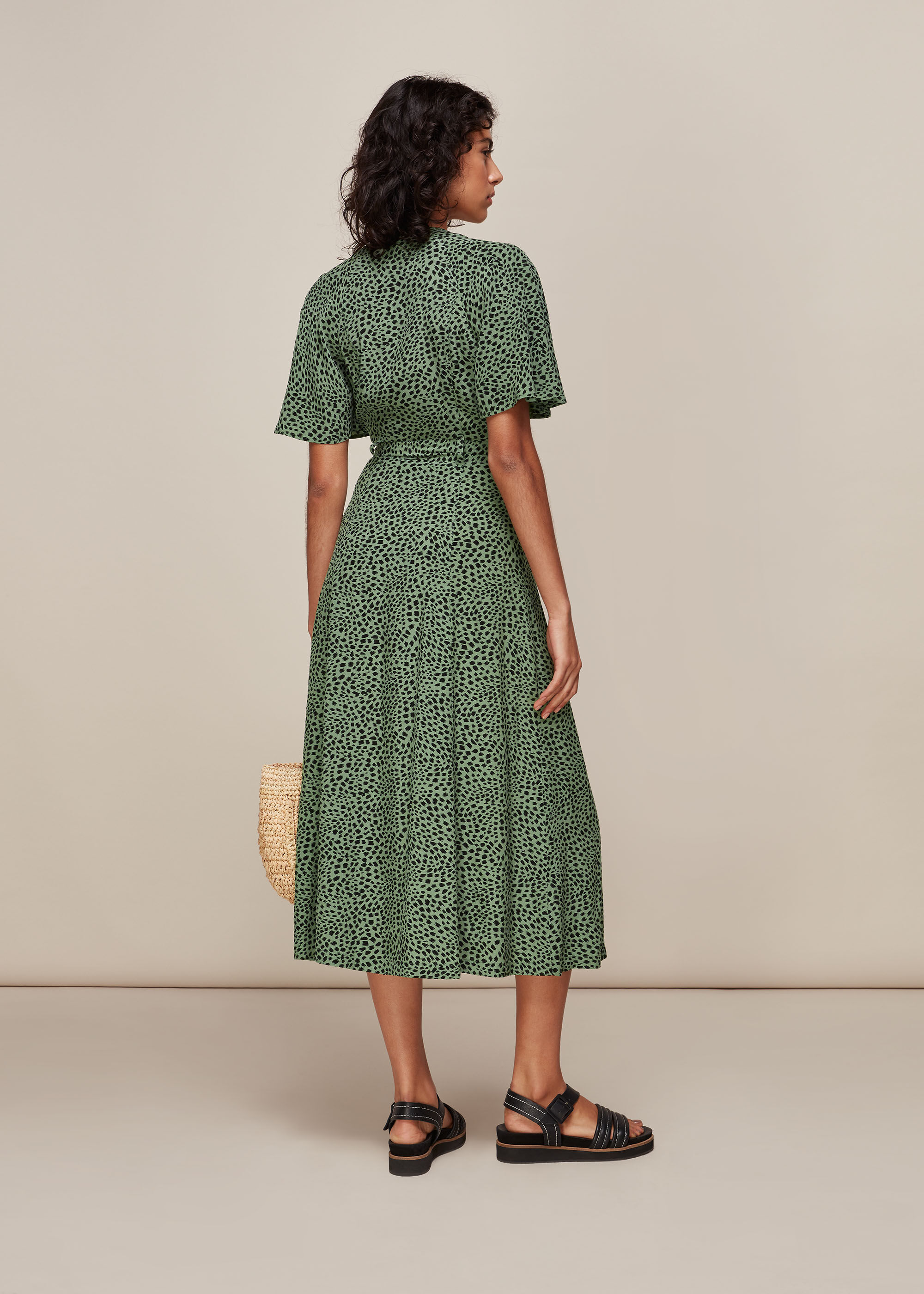 Green Multi Spotted Animal Anita Dress WHISTLES