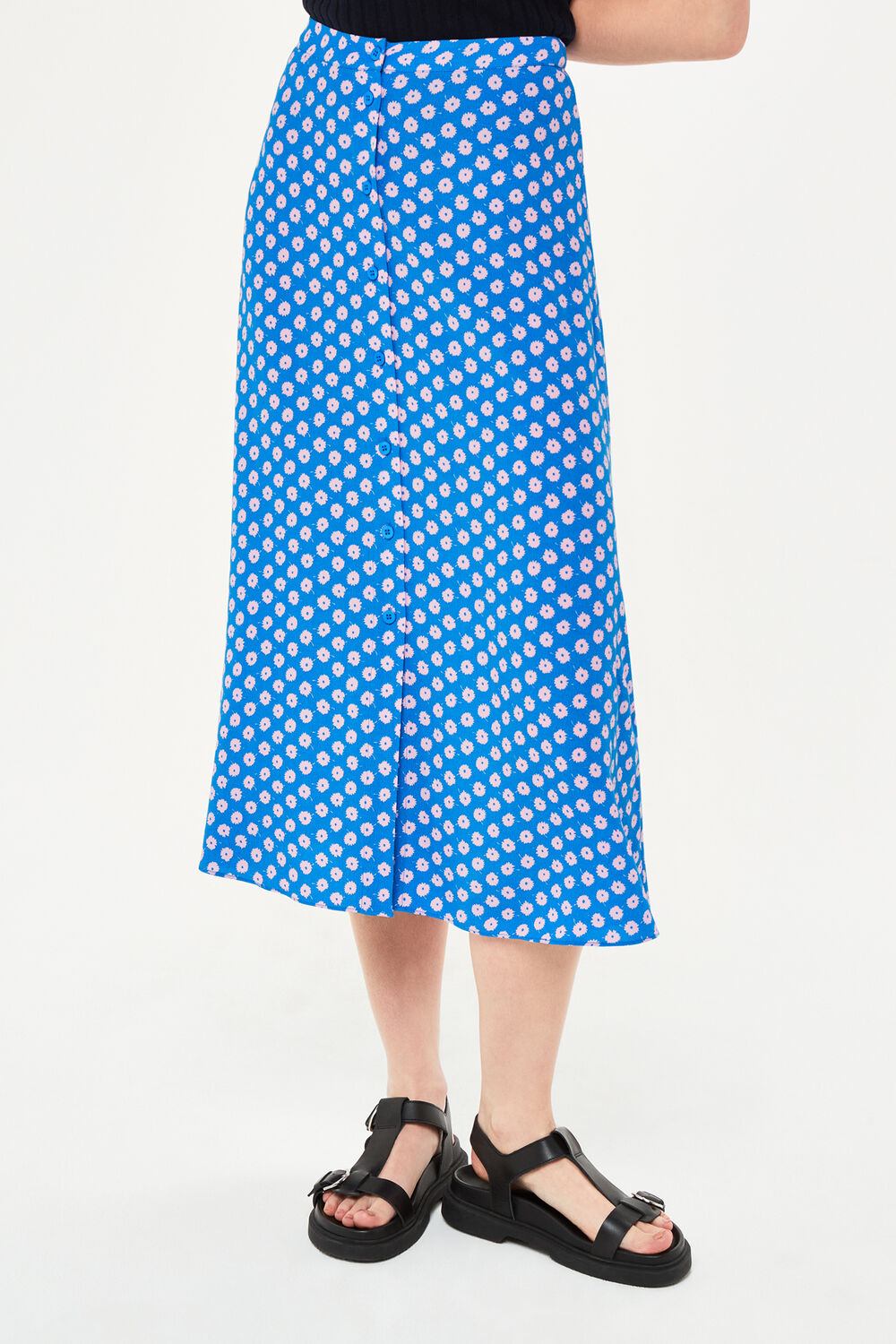 Blue Floral Sunburst Skirt