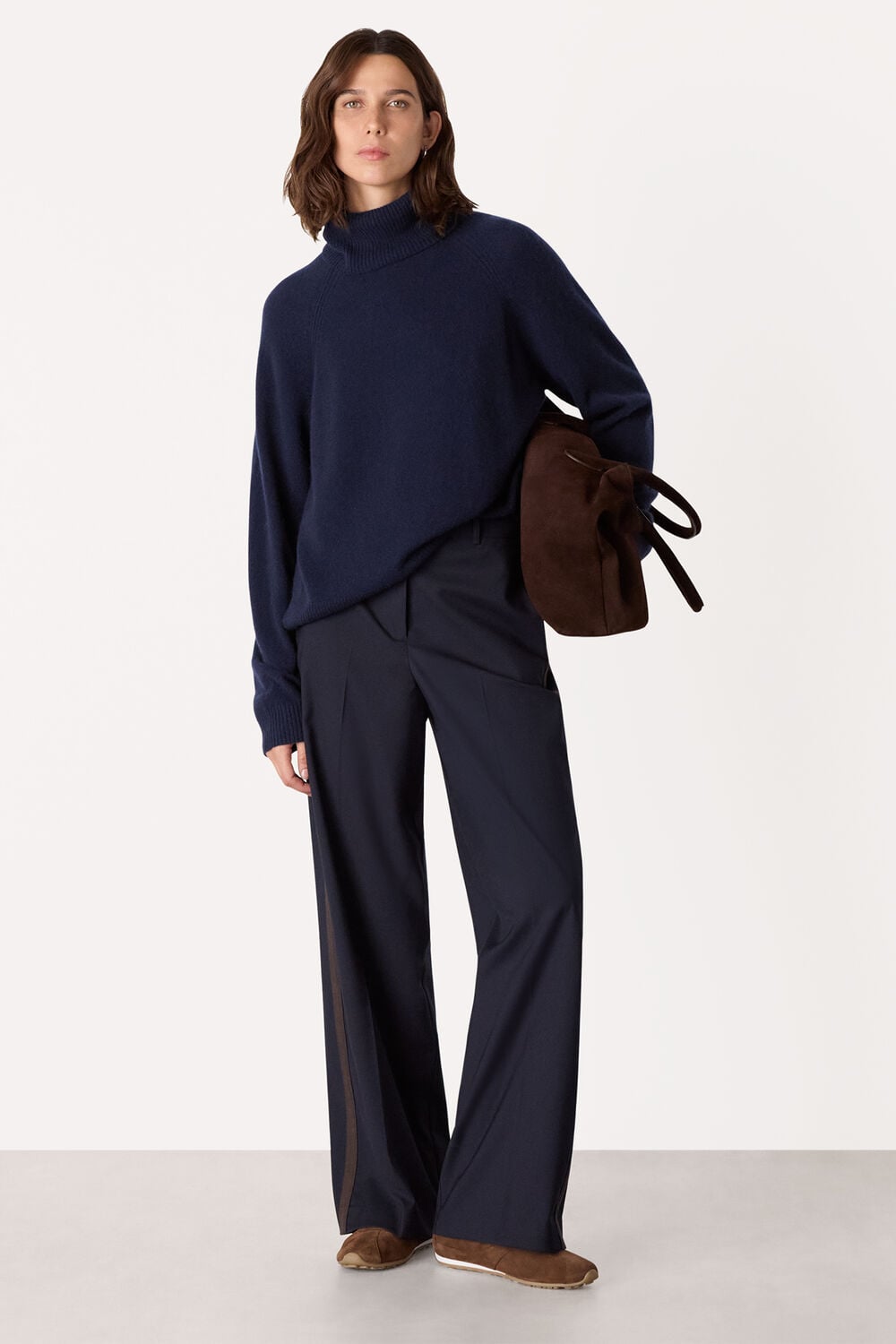 Navy Cashmere Turtleneck Sweater