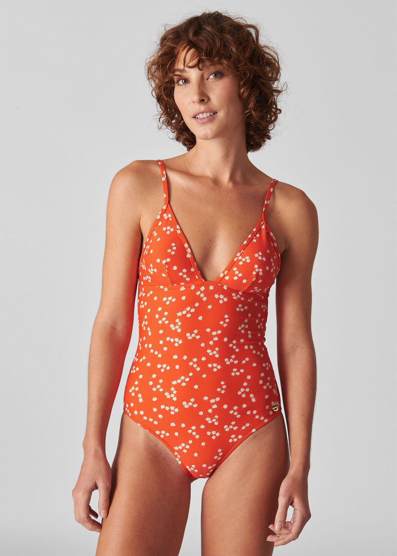 Daisy Print Swimsuit Red/Multi
