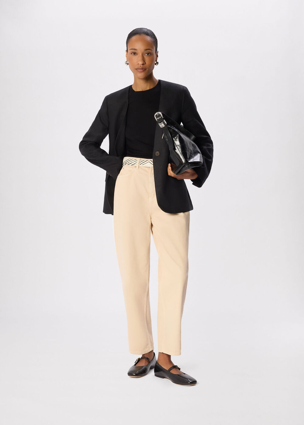 Collarless Linen Blazer