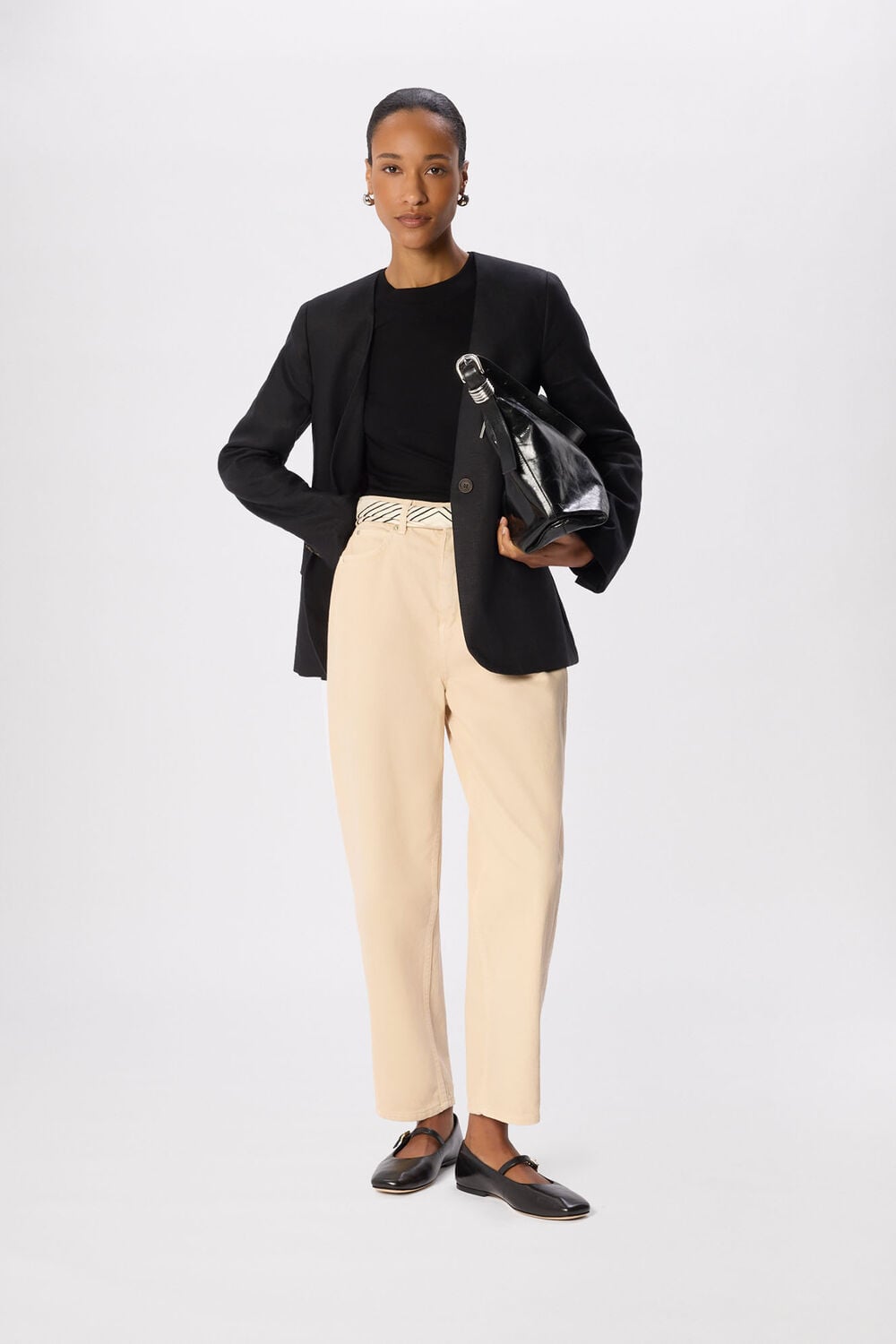 Collarless Linen Blazer