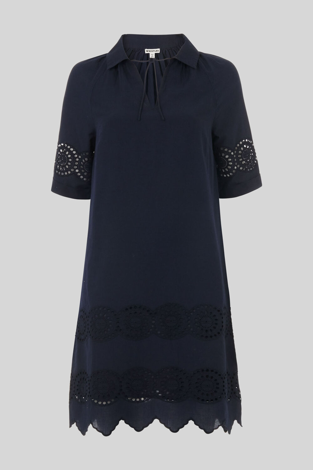 Broderie Shirt Dress Navy