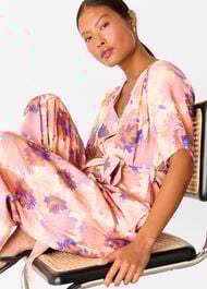 Petite Floral Button Front Jumpsuit