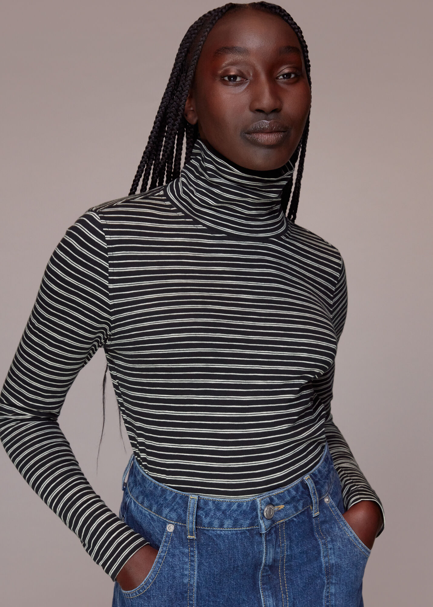 Striped sale cotton turtleneck