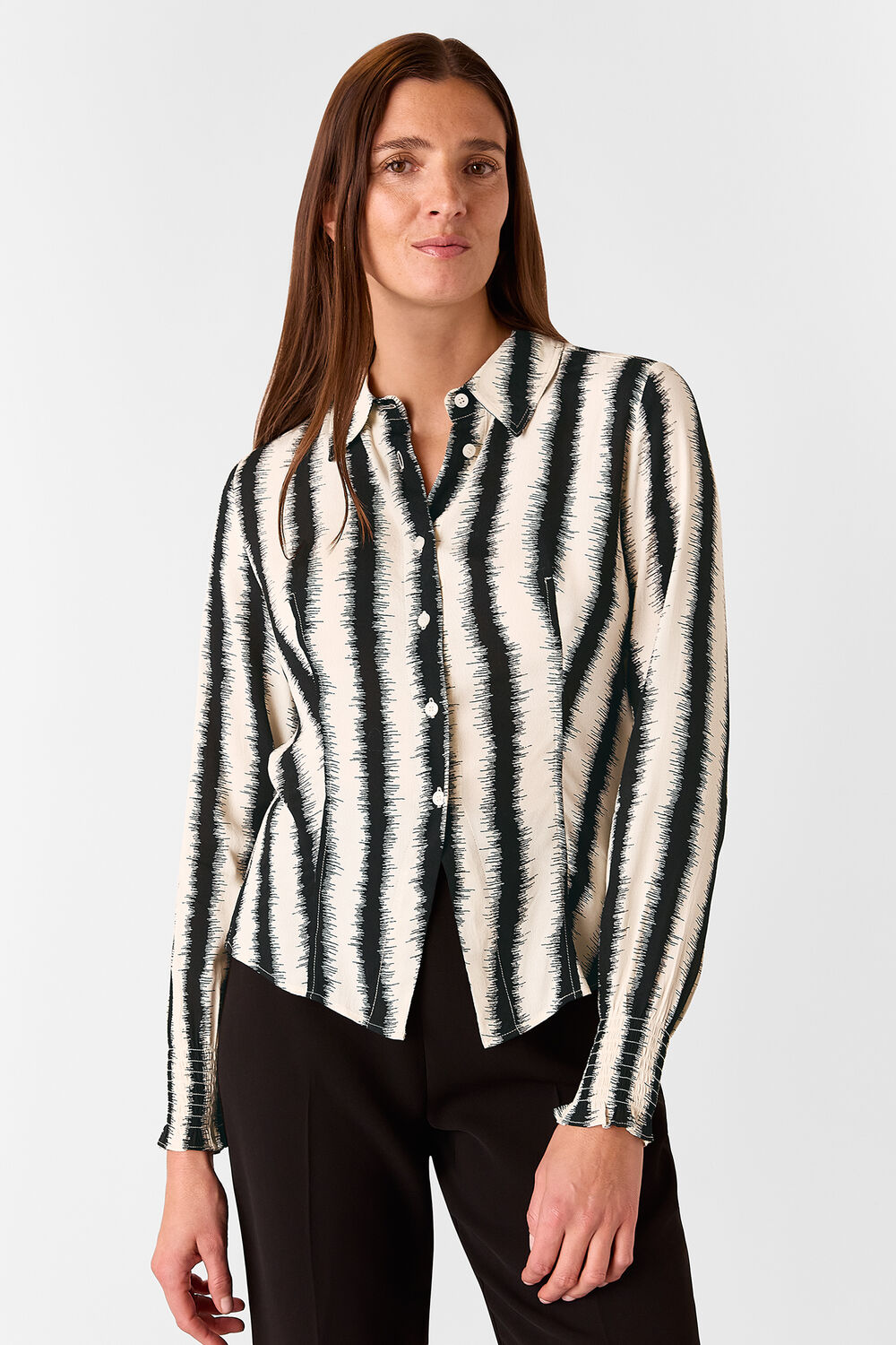 Ivory Hazy Stripe Fitted Shirt