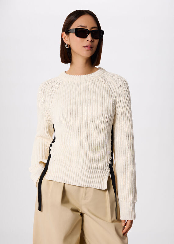 Ivory Lacing detail Crew Jumper