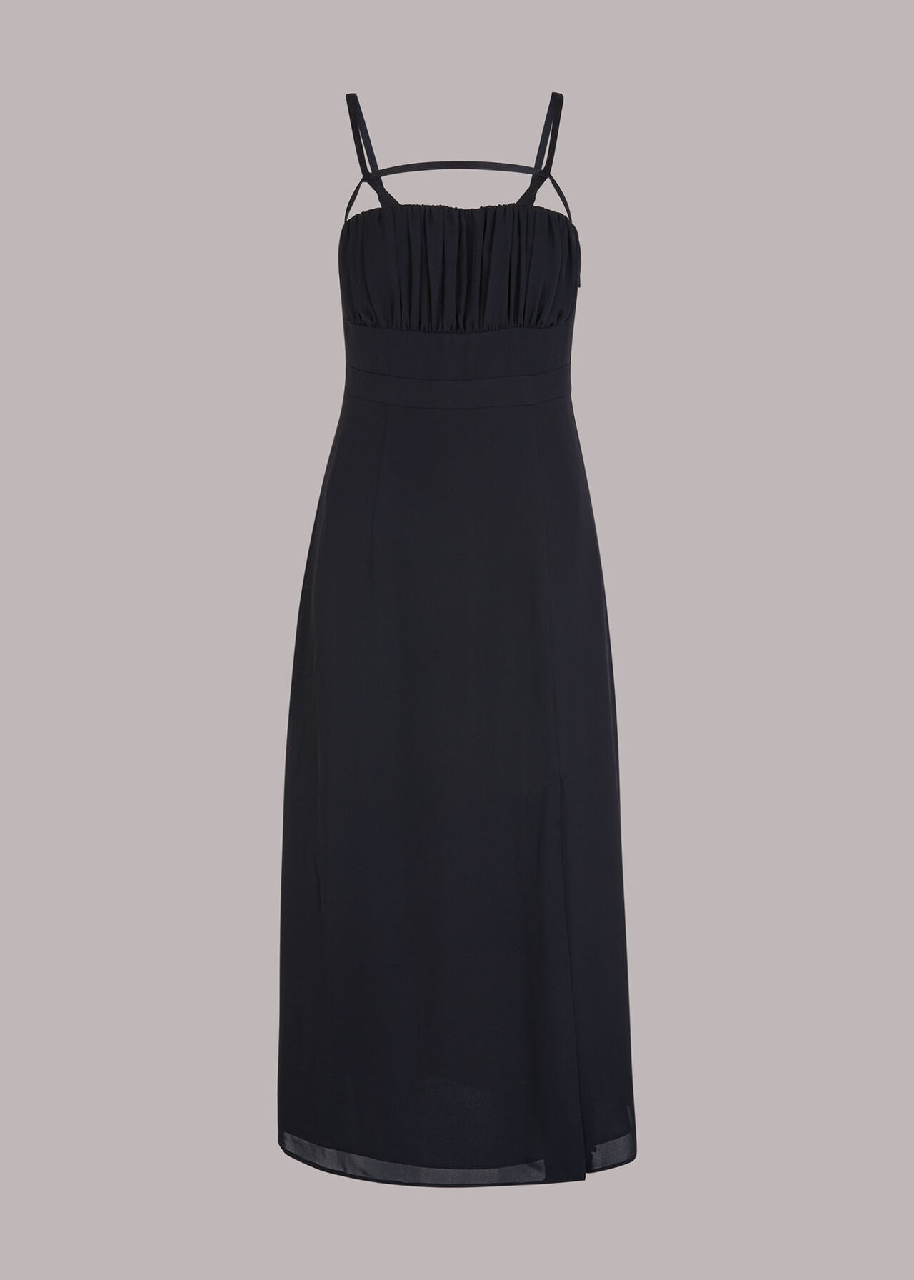 Black Silk Cut Out Detail Slip Dress | WHISTLES