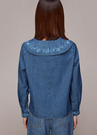 Embroidered Collar Denim Top