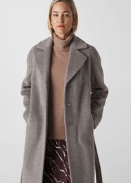 Darcey Drawn Belted Wrap Coat Grey