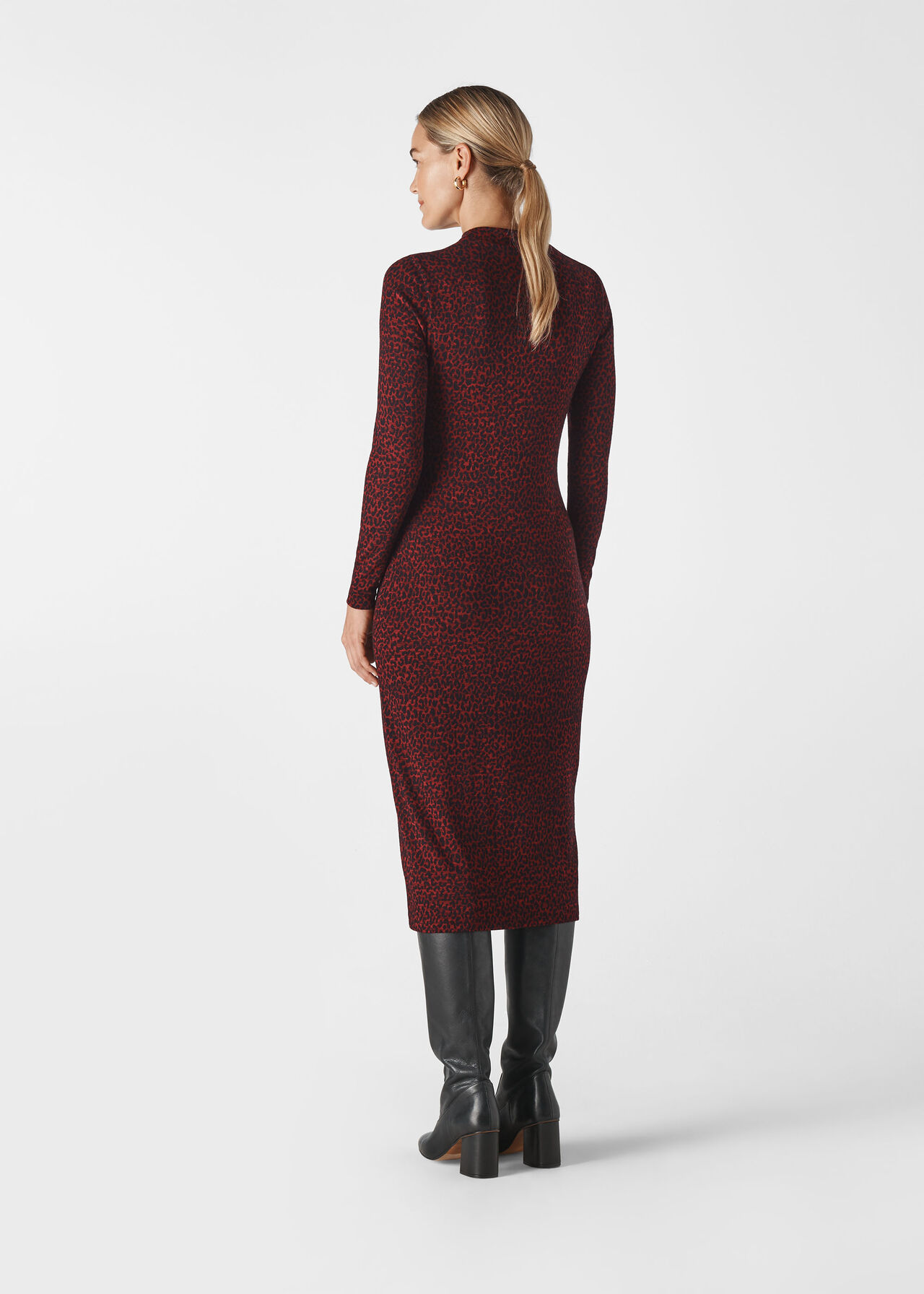 Burgundy Animal Jersey Jacquard Dress | WHISTLES