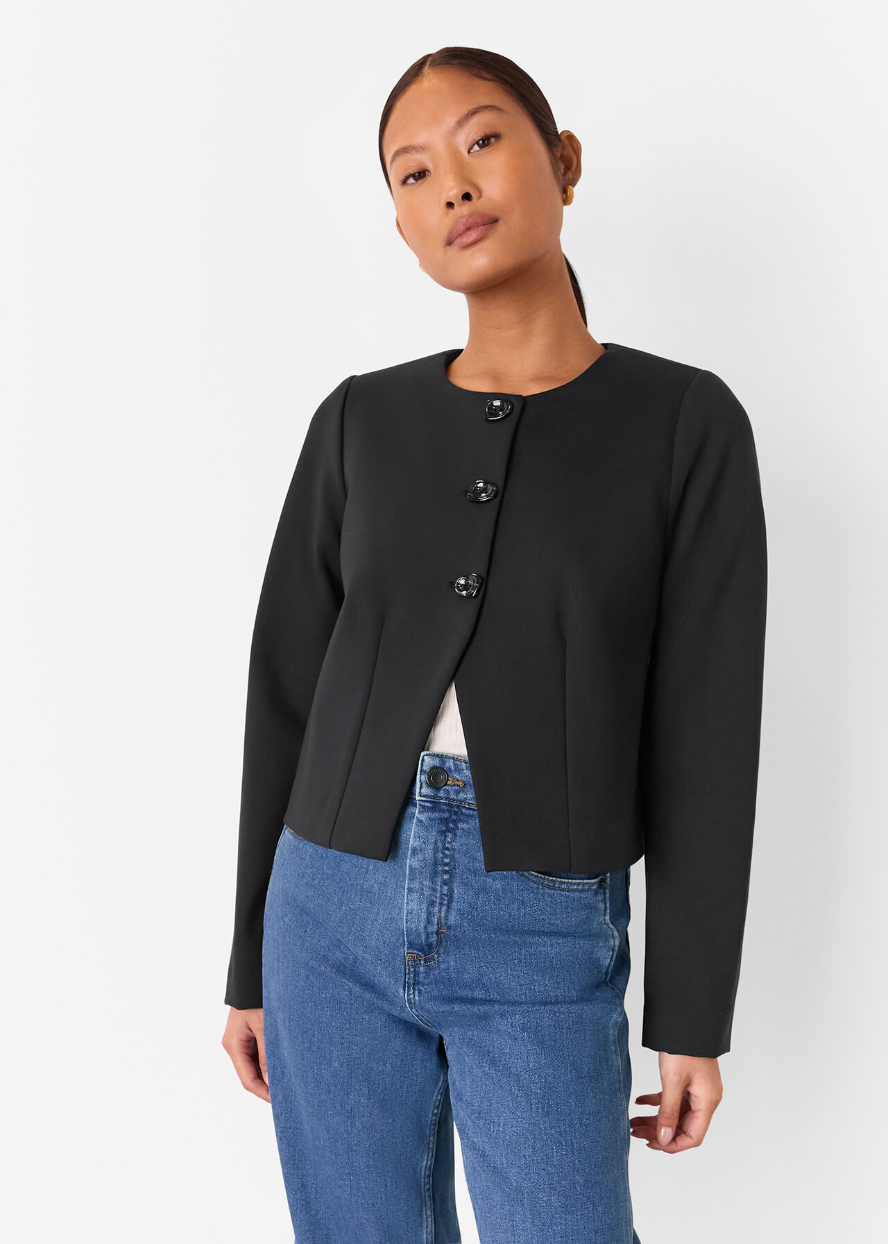 Petite Anne Ponte Button Jacket