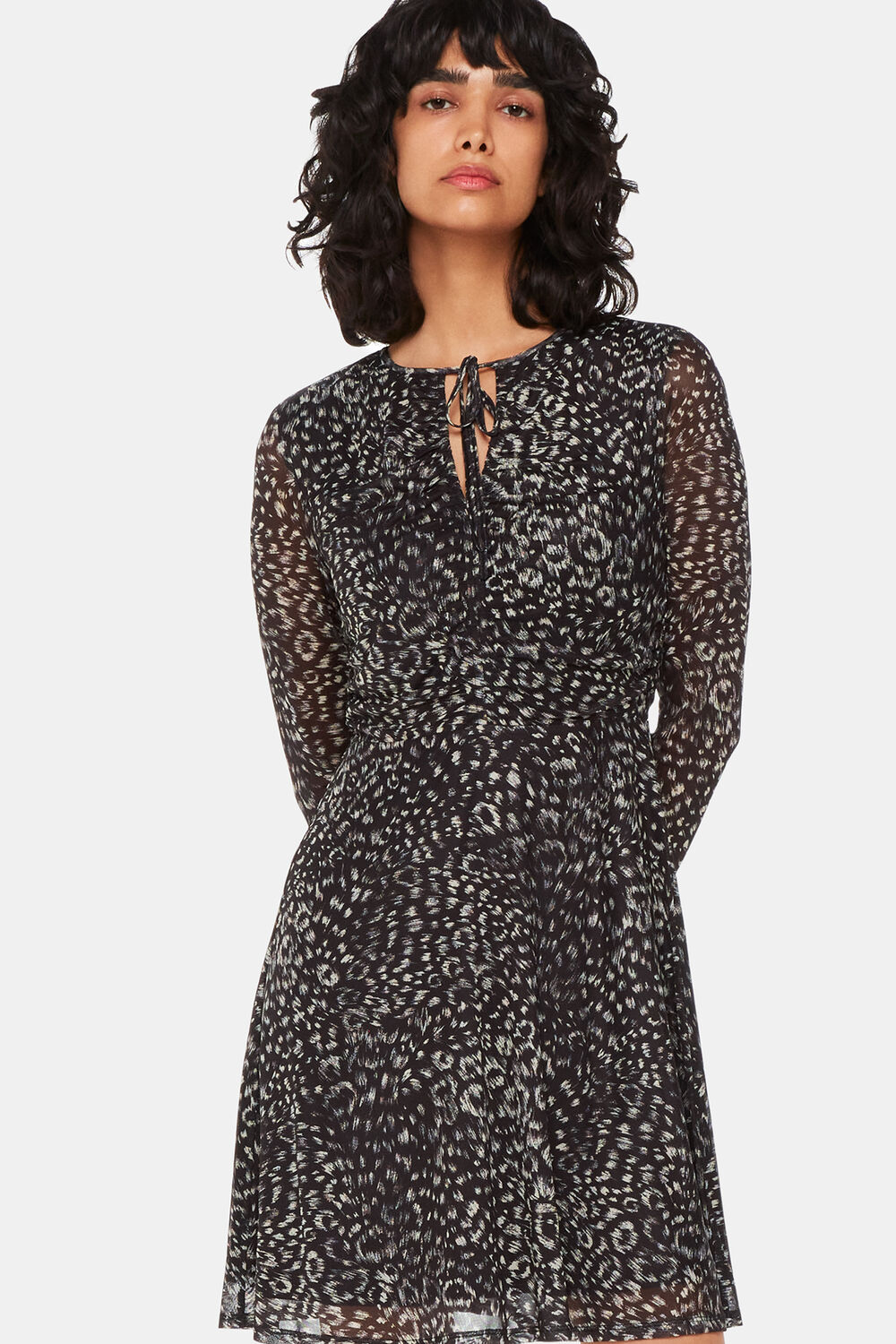 Feather Leopard Flippy Dress
