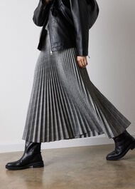 Check Pleated Midi Skirt