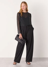 Hot Fix Sheer Sleeve Blouse