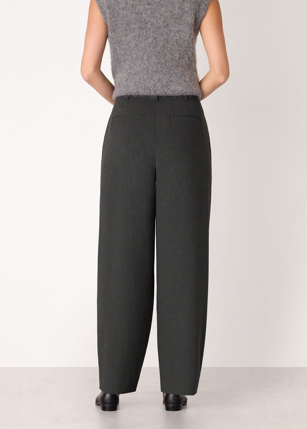 Wool Blend Barrel Trouser