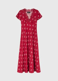 Petite Floral Lace Trim Midi Dress