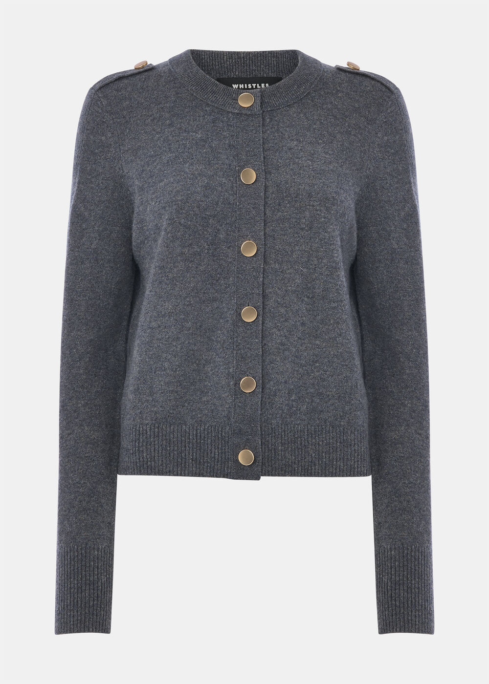 Military Crew Neck Cardigan