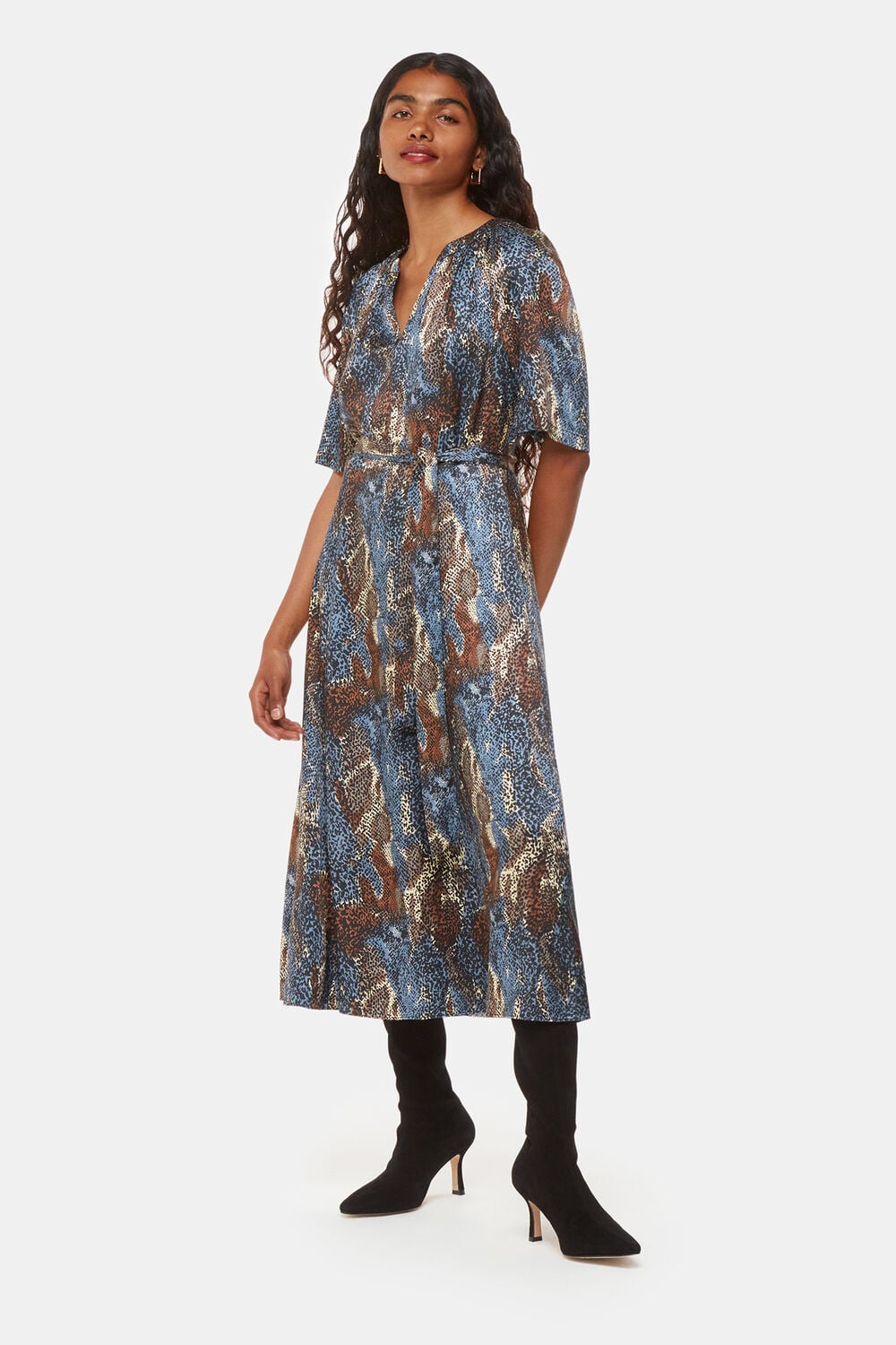 Black Petite Marlow Dashed Snake Dress