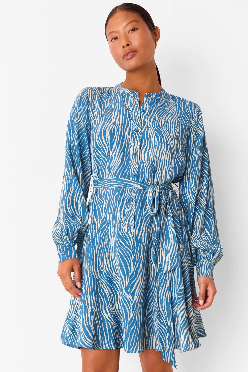 Blue Petite Zebra Flippy Mini Dress