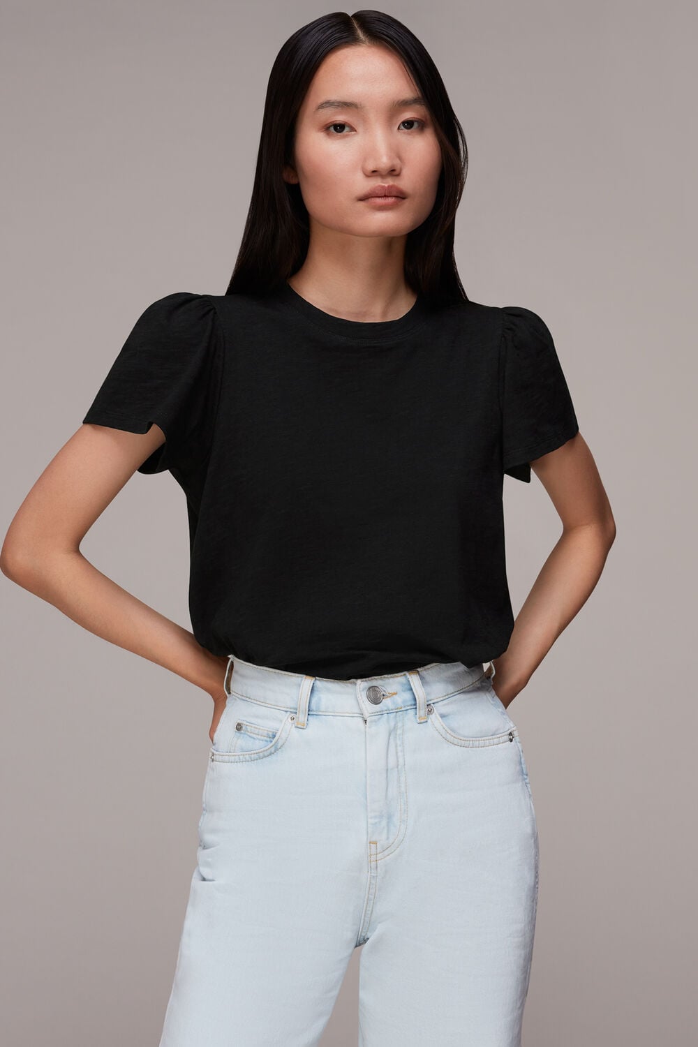 Cotton Frill Sleeve T Shirt
