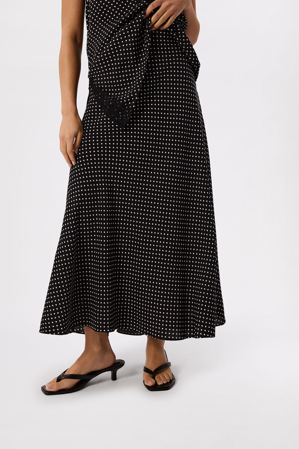Black Petite Mini Spot Fit and Flare Skirt